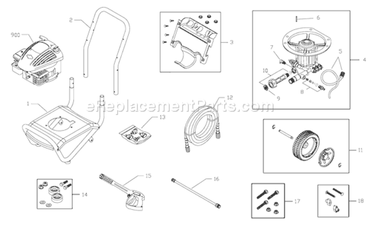 Page A Diagram and Parts List for 020272-1  Briggs and Stratton Pressure Washer